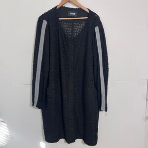 Carmakoma Womens Sweater Dress Size XL Black Boucle Full Snap Button Pullover